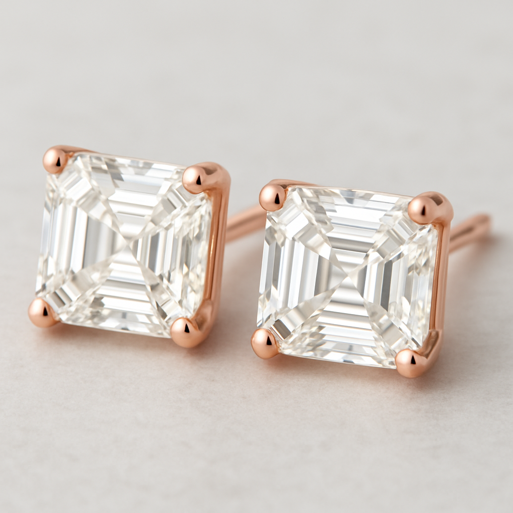6.00 Carat Asscher Cut Diamond Earrings Lab Grown
