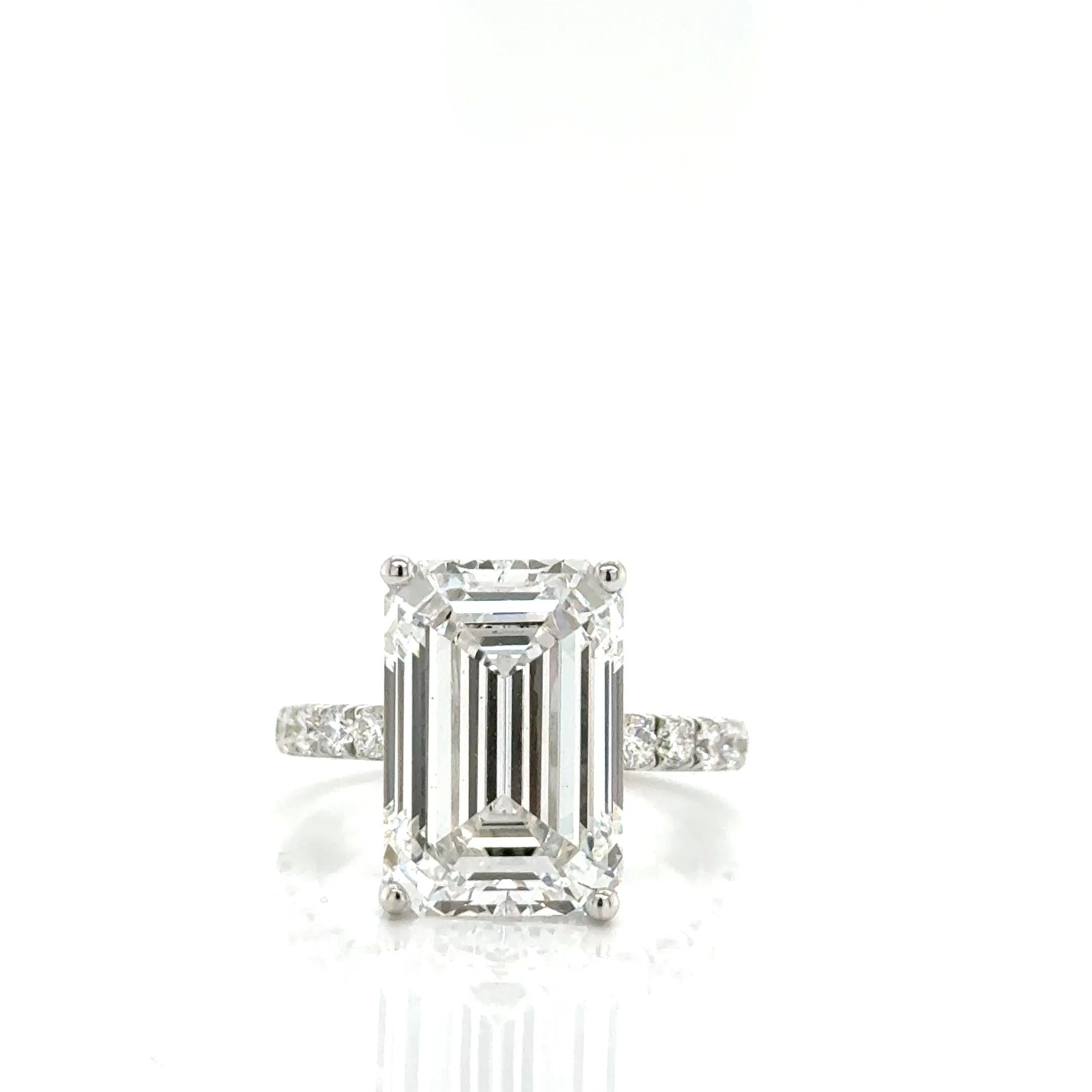 Lab-Grown 8.54-Carat Emerald-Cut Diamond Ring in 14k White Gold