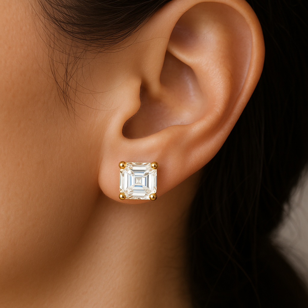 6.00 Carat Asscher Cut Diamond Earrings Lab Grown