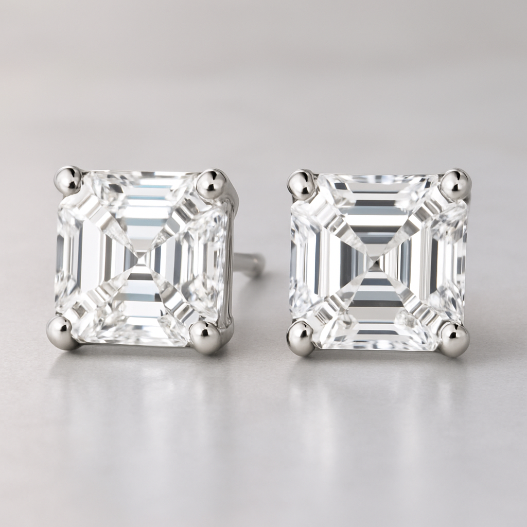 6.00 Carat Asscher Cut Diamond Earrings Lab Grown