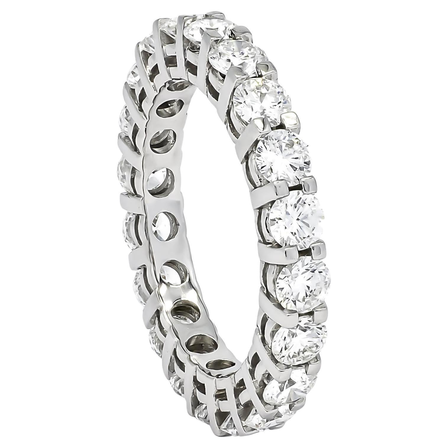 Platinum Round Diamond Eternity Band 1.32 Carat VS1 G Size 5