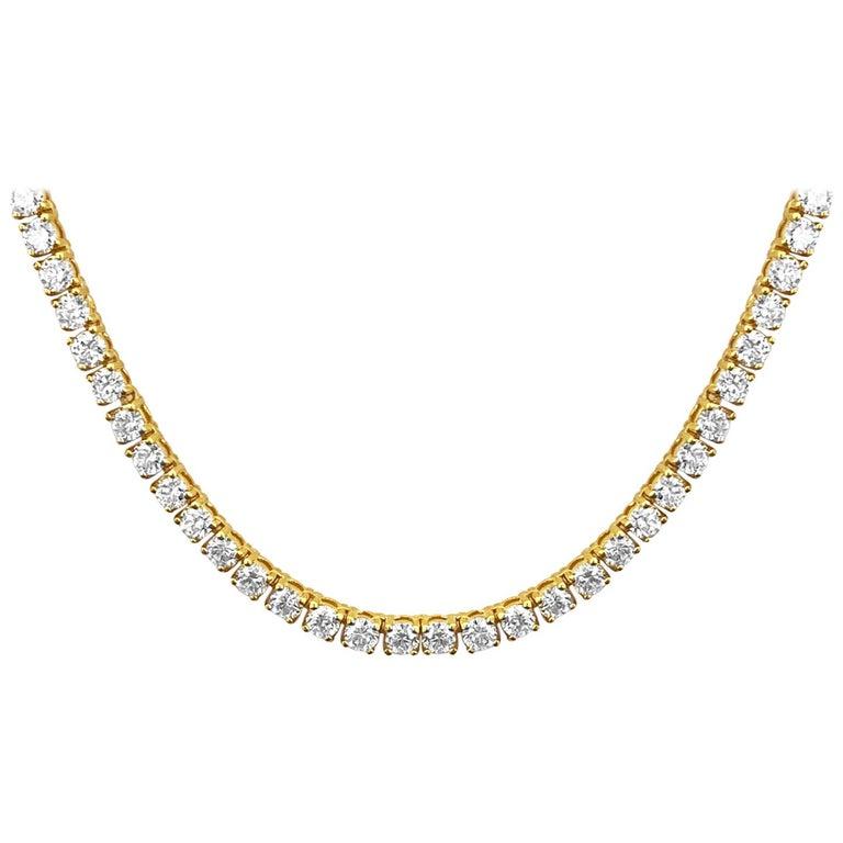 Lab Grown Diamond Tennis Necklace D-E VS1-VS2 14K Yellow Gold 5.92ct t/w 4-Prong