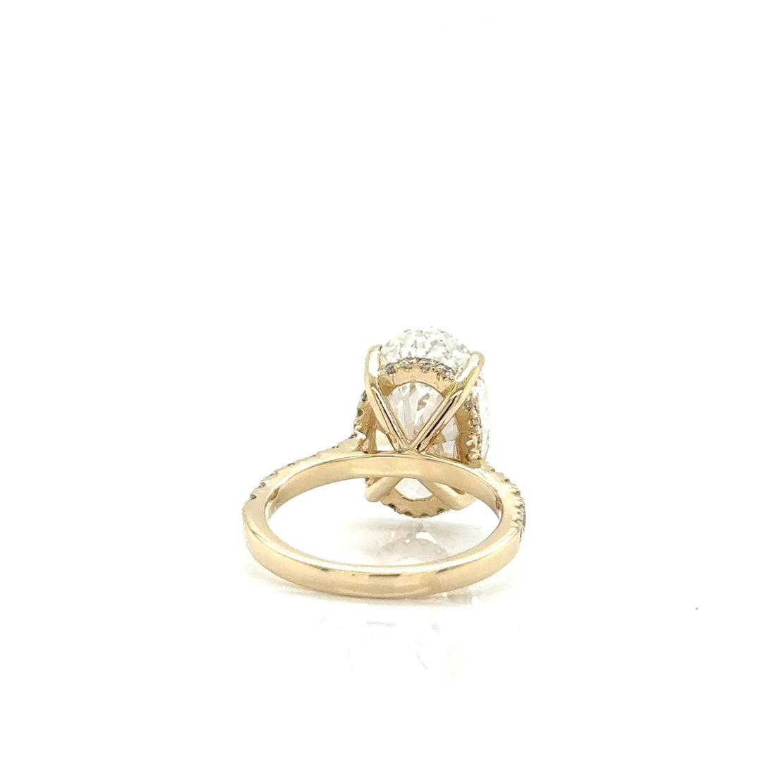 Lab-Grown 7.01ct Oval F VVS-2 Diamond Halo Engagement Yellow Gold Ring.