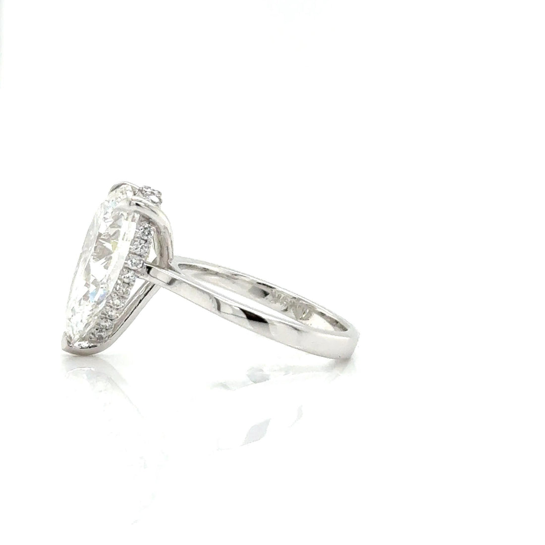Lab-Grown 6.09ct Oval-Cut Diamond Ring in 14K W/G with Halo of Smaller Diamonds
