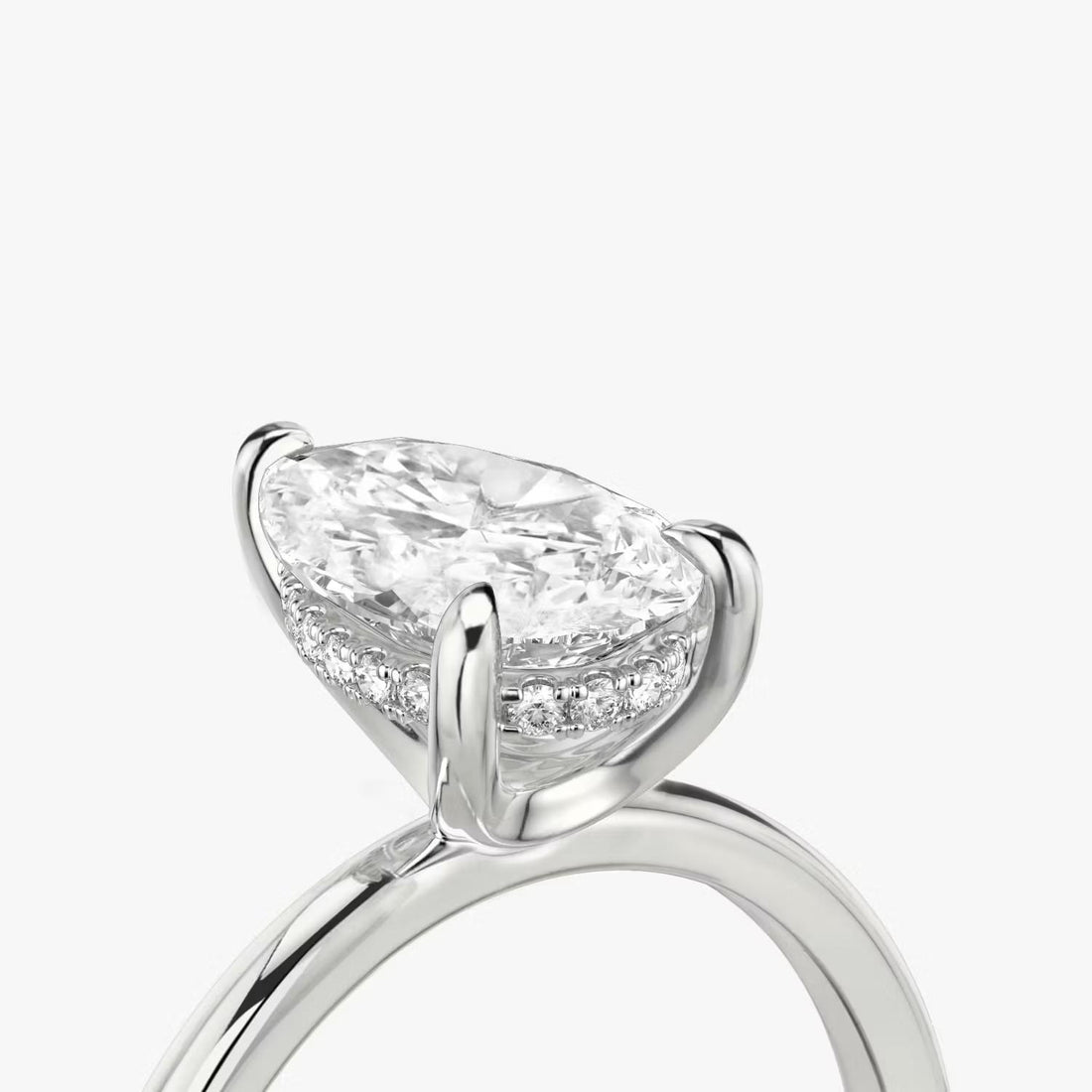 Lab-Grown 6.09ct Oval-Cut Diamond Ring in 14K W/G with Halo of Smaller Diamonds