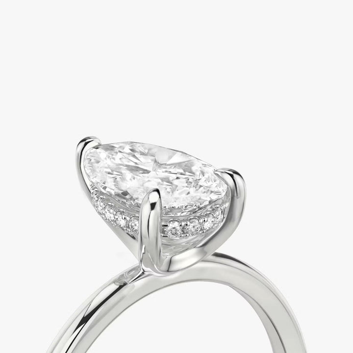 Lab-Grown 6.09ct Oval-Cut Diamond Ring in 14K W/G with Halo of Smaller Diamonds