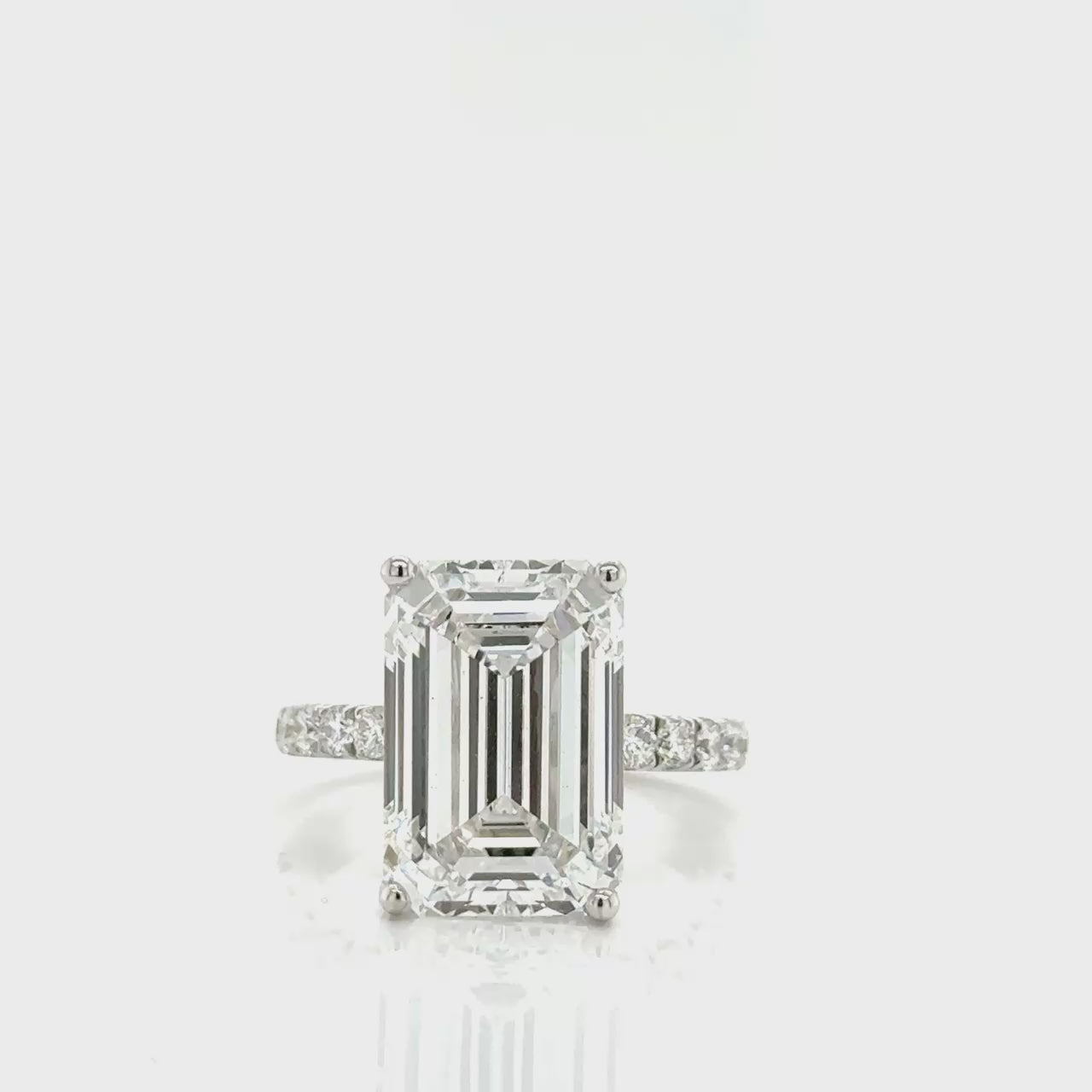 Lab-Grown 8.54-Carat Emerald-Cut Diamond Ring in 14k White Gold