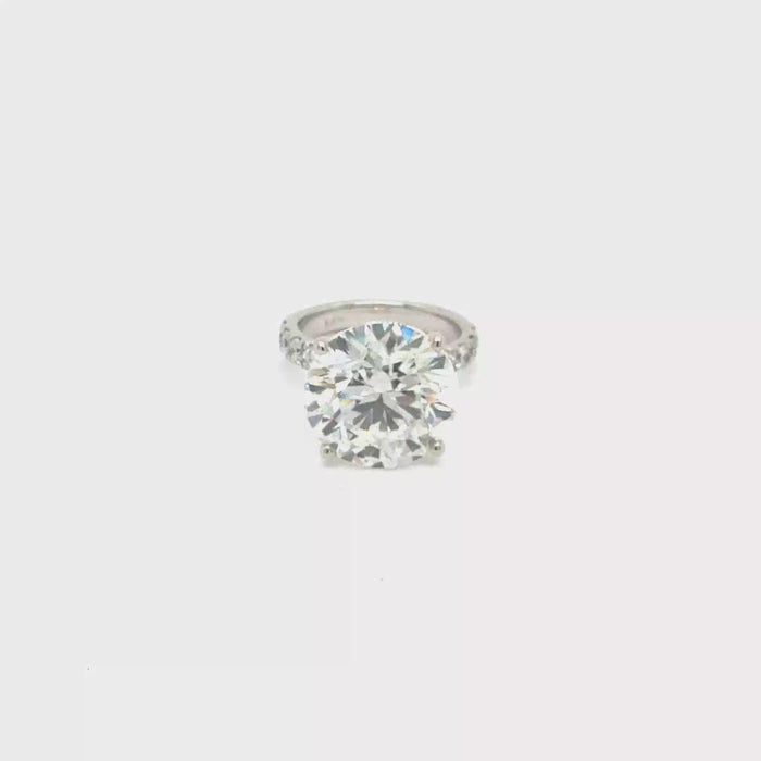 7.5ct Round Diamond Solitaire Ring 14K White Gold Pave Engagement Ring