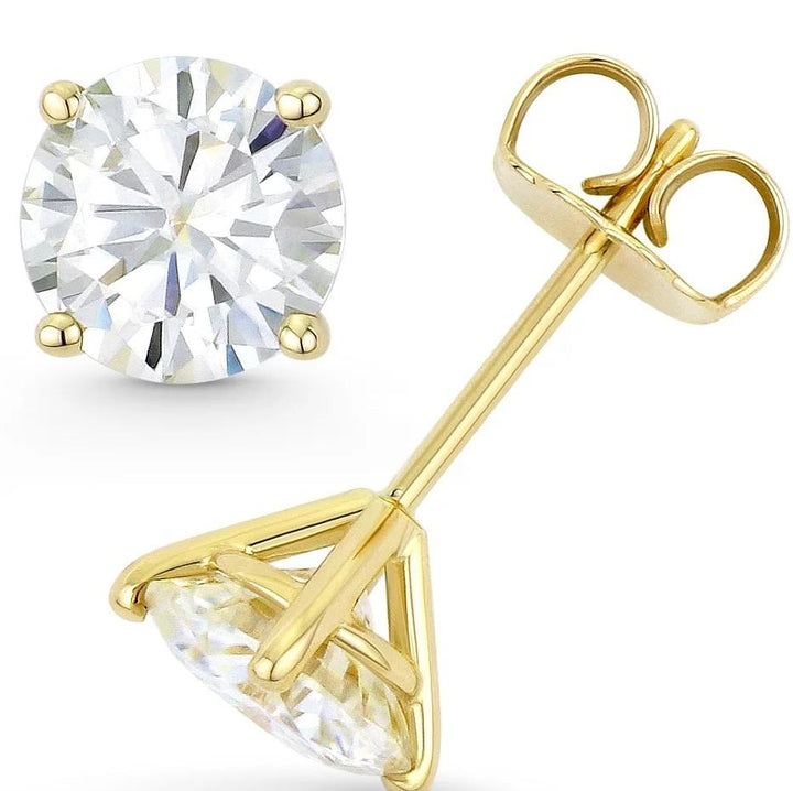 5.0ct Diamond Stud Earrings in 14k Yellow Gold 4-Prong Setting
